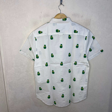 DENIM & FLOWER PRINTED HALF SLEEVES COTTON SHIRT BRAND NEW - JS BROTHERS 