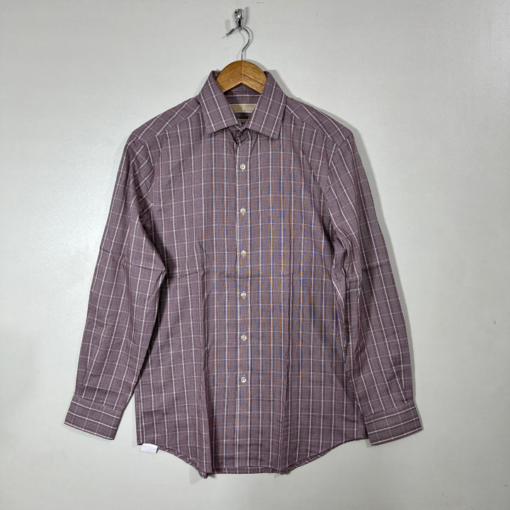 MICHAEL KORS SLIM FIT NON IRON CHECKERED COTTON SHIRT