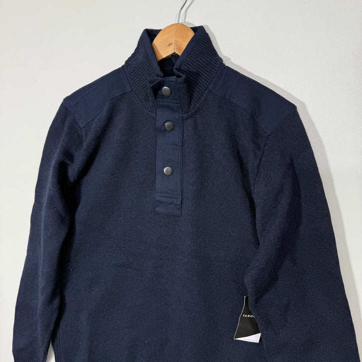 TAROCASH THREE BUTTON KNITWEAR COTTON SWEATER BRAND NEW BLUE COLOUR