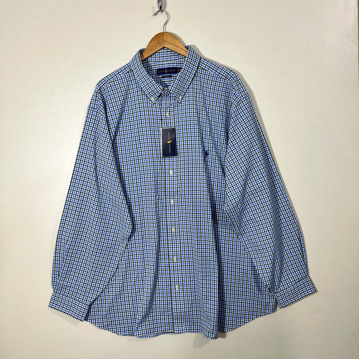 RALPH LAUREN POLO BUTTON DOWN CHECKERED PERFORMANCE SHIRT BRAND NEW WITH STRETCH