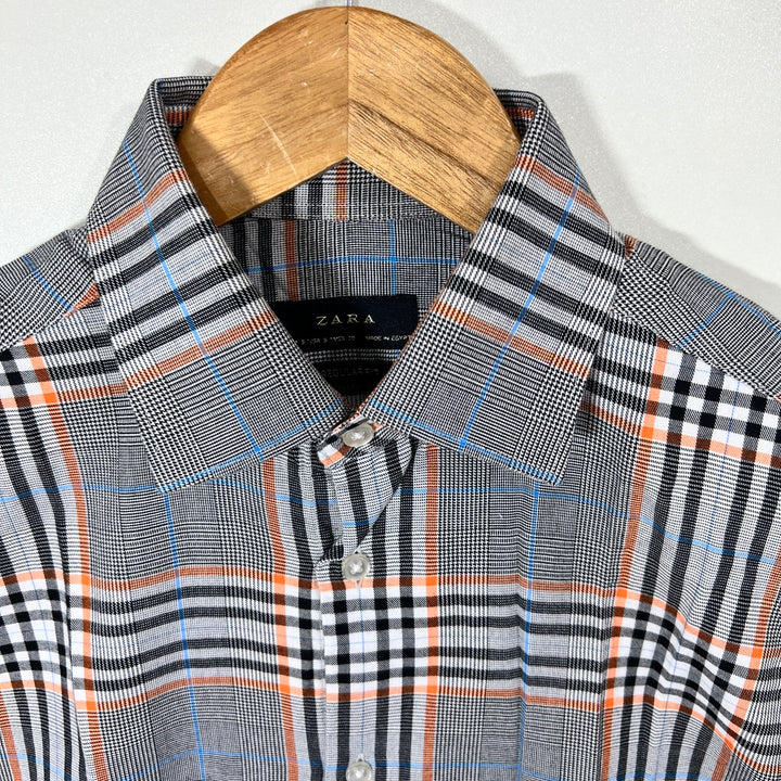 ZARA REGULAR FIT  CHECKERED COTTON SHIRT