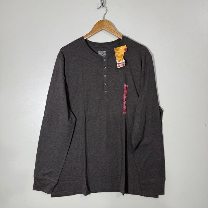 MOSSIMO SUPPLY CO HENLEY COLLAR LONG SLEEVES COTTON TSHIRT BRAND NEW