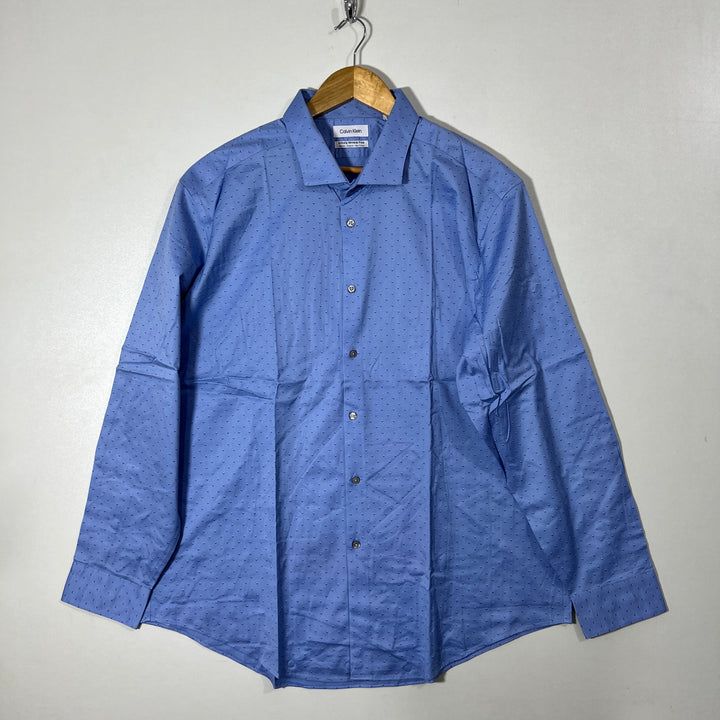 CALVIN KLEIN INFINITE WRINKLE FREE SLIM FIT COTTON SHIRT WITH STRETCH