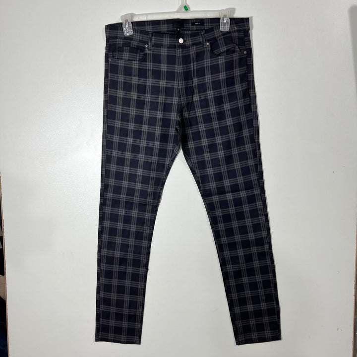 H&M SKINNY FIT CHECKERED COTTON JEANS WITH STRETCH