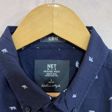 Net SLIM FIT OXFORD COTTON BUTTON DOWN PRINTED SHIRT BRAND NEW WITH STRETCH - JS BROTHERS