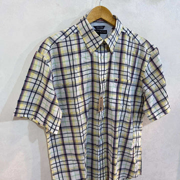 TOMMY HILFIGER BUTTON DOWN HALF SLEEVES CHECKERED CASUAL SHIRT - JS BROTHERS