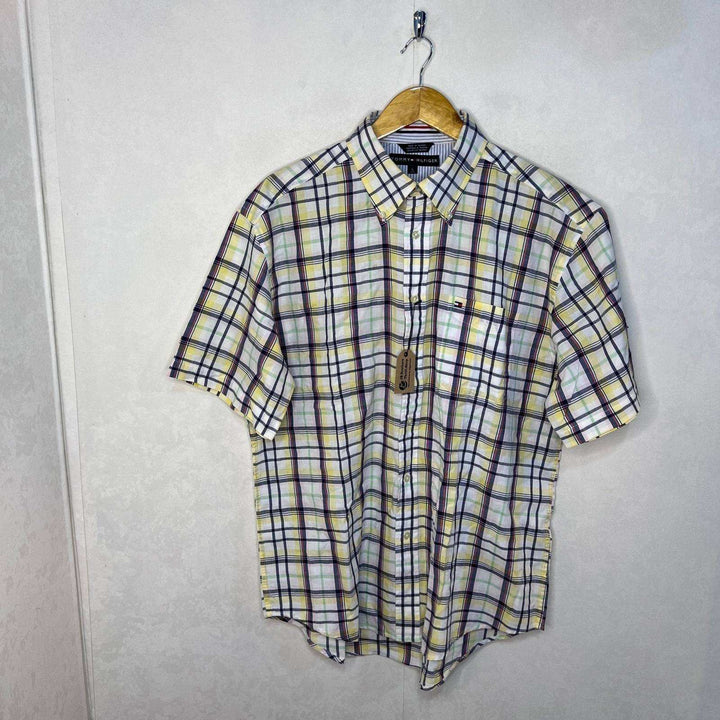 TOMMY HILFIGER BUTTON DOWN HALF SLEEVES CHECKERED CASUAL SHIRT - JS BROTHERS