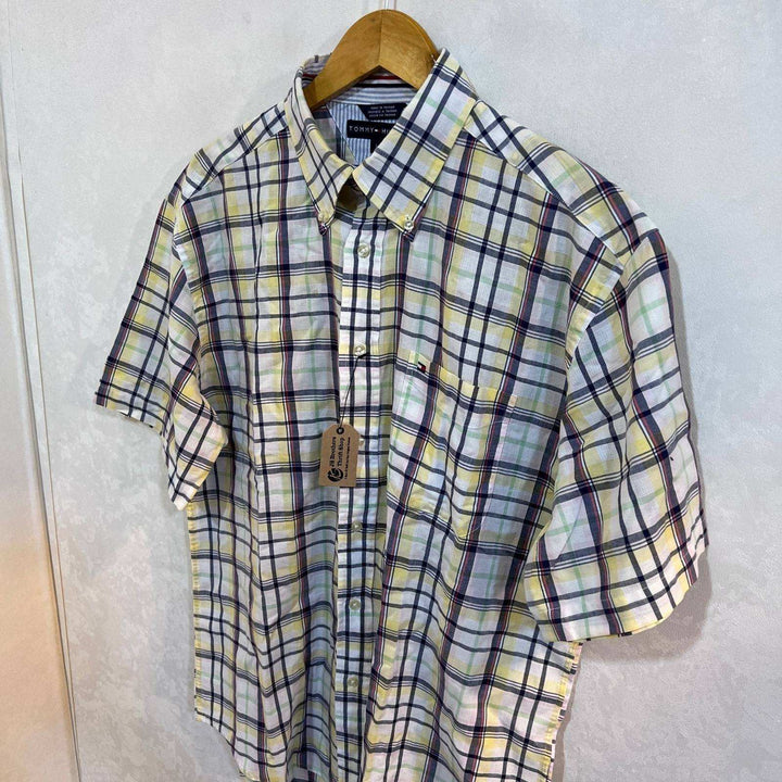 TOMMY HILFIGER BUTTON DOWN HALF SLEEVES CHECKERED CASUAL SHIRT - JS BROTHERS